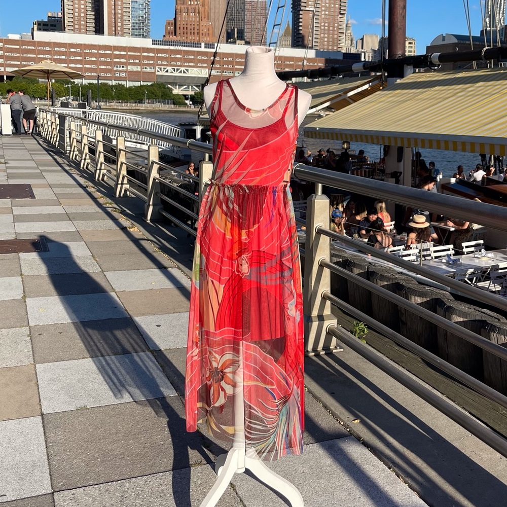 Italian Boho Tulle printed dress chic date night brunch summer party layered